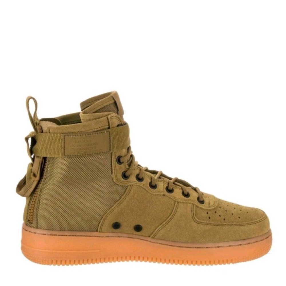 NIKE SF AIR FORCE 1 MID LEATHER DESSERT MOSS GREEN - Picture 2 of 5